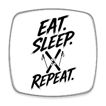 Winter sports Ski holidays Skiers Ski slope - Square fridge magnet - white - Front