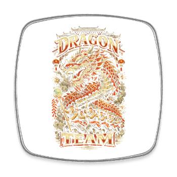 Danse du Dragon Drachentanz - Magnet carré - blanc - Devant