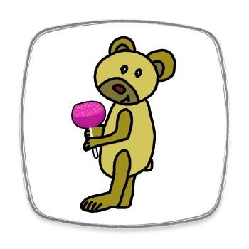 Teddybär Lolli Kinder Kind Baby - Viereckiger Kühlschrankmagnet - Weiß - Vorne