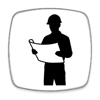 Architect T-shirt - Engineer Blueprint Design - Square fridge magnet - white - Front