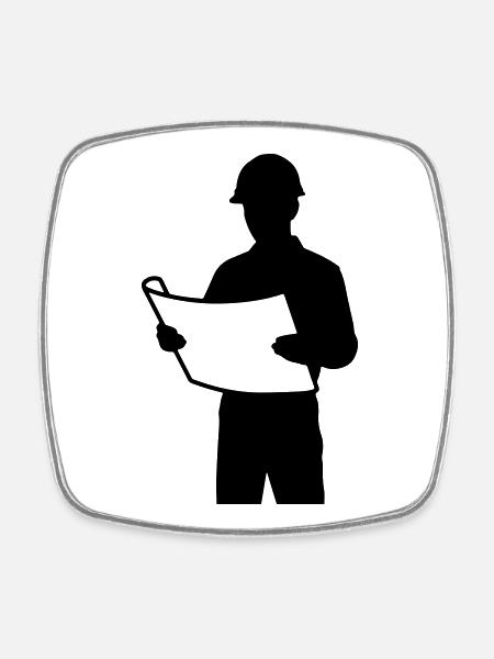 T-shirt Architecte - Engineer Blueprint Design - Magnet carré - blanc