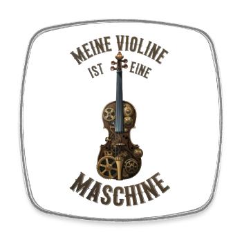 Meine Violine ist eine Maschine - Steampunk Geige - Viereckiger Kühlschrankmagnet - Weiß - Vorne