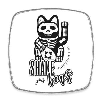 Skelett Winkekatze - Shake your Bones - Viereckiger Kühlschrankmagnet - Weiß - Vorne