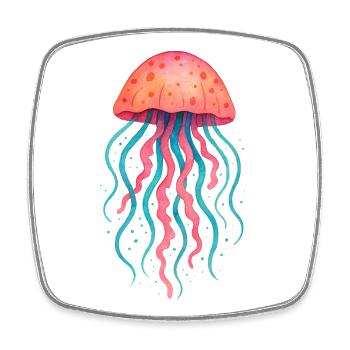Neon-Quallen-Aquarell - Viereckiger Kühlschrankmagnet - Weiß - Vorne