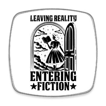 Leaving Reality entering fiction leseratte bücherw - Viereckiger Kühlschrankmagnet - Weiß - Vorne