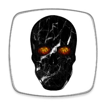 Skull Galaxy Eyes Neon Black - Square fridge magnet - white - Front