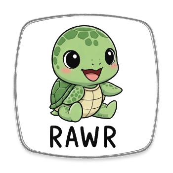 Süße Cartoon Schildkröte Monster Rawr Lustig  - Viereckiger Kühlschrankmagnet - Weiß - Vorne