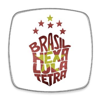 Brasil Hexa Lula Tetra - Square fridge magnet - white - Front