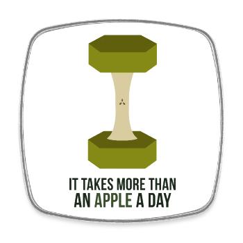 Fitness Motivation Apple Gym Spruch - Viereckiger Kühlschrankmagnet - Weiß - Vorne