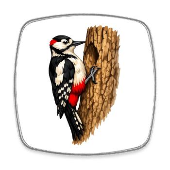Specht im Baum - Viereckiger Kühlschrankmagnet - Weiß - Vorne