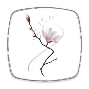 Magnolia in Ikebana style elegant & minimal - Square fridge magnet - white - Front