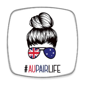 Australien Au Pair Australia Work and Travel - Square fridge magnet - white - Front