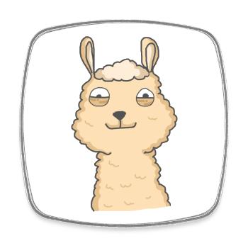 Chill Alpaga – Dessin animé Lama duveteux - Magnet carré - blanc - Devant
