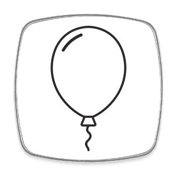 Ballon – Fête, Légèreté et Bonne Humeur - Magnet carré - blanc - Devant