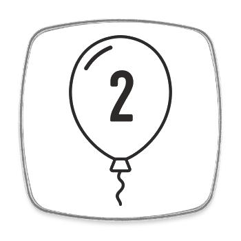 Balloon Number 2 – Birthday & Party Design - Square fridge magnet - white - Front