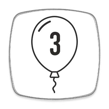Balloon Number 3 – Birthday & Party Design - Square fridge magnet - white - Front