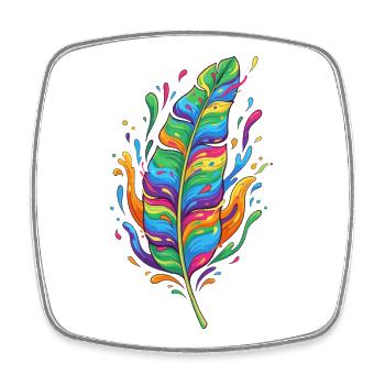 Rainbow Feather Color Explosion - Square fridge magnet - white - Front