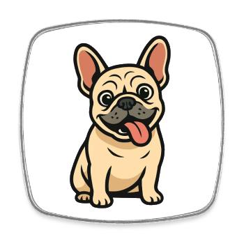Dessin animé de bouledogue français - Magnet carré - blanc - Devant