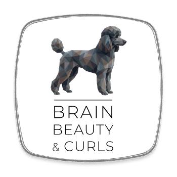 Poodle Low-Poly Art - Brain, beauty & curls - Square fridge magnet - white - Front