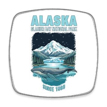 Parc national des glaciers de croisière de l’Alaska 1980 - Magnet carré - blanc - Devant