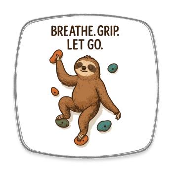 Zen Faultier: Grip Let Go Klettern - Viereckiger Kühlschrankmagnet - Weiß - Vorne