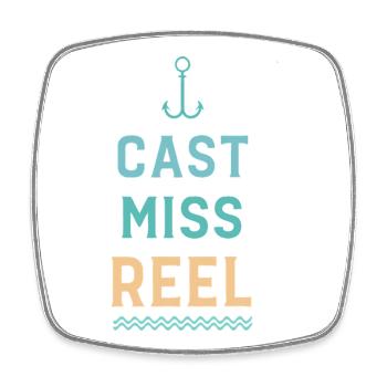 Anker und Wellen werfen Miss Reel - Viereckiger Kühlschrankmagnet - Weiß - Vorne