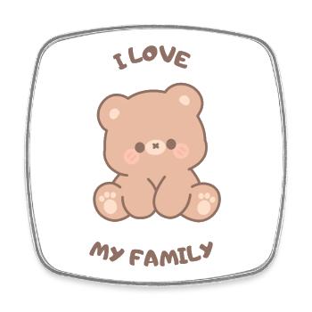 Cuddly Bear Love for Family - Square fridge magnet - white - Front