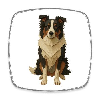 Layered Paper Collie - Square fridge magnet - white - Front
