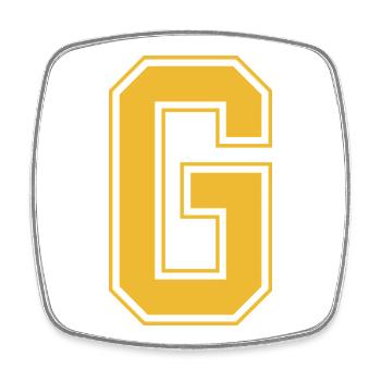Monogram Red Yellow College House Initial G - Square fridge magnet - white - Front