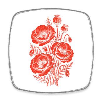 Crimson Poppy Bouquet - Square fridge magnet - white - Front
