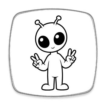 Paix extraterrestre - Magnet carré - blanc - Devant