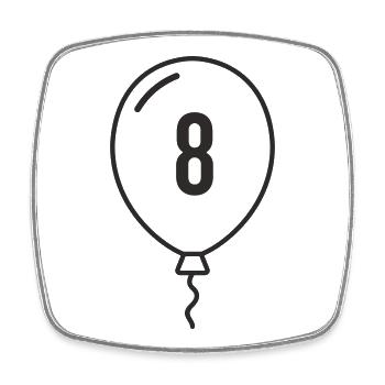 Balloon Number 8 – Birthday & Party Design - Square fridge magnet - white - Front
