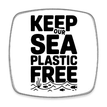 Keep Our Sea Plastic Free - Square fridge magnet - white - Front