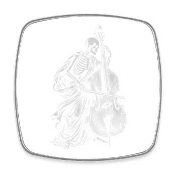 Skeleton plays double bass - Square fridge magnet - white - Front