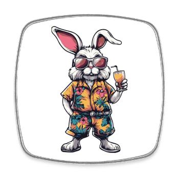 Hase Comic Sommer - Viereckiger Kühlschrankmagnet - Weiß - Vorne