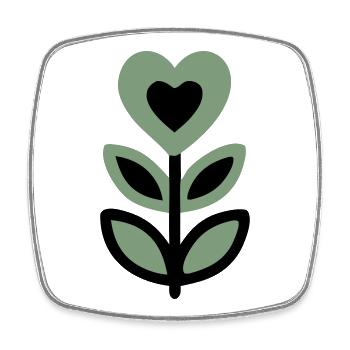 Feuilles de cœur fleuri Cottagecore Gardener Nature - Magnet carré - blanc - Devant