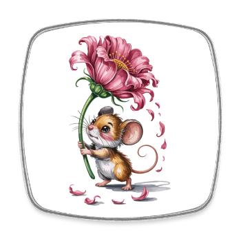 T-shirt Souris avec Fleurs Cadeau pour les fans de souris - Magnet carré - blanc - Devant