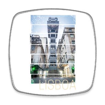 Lissabon in Portugal Retro Aufzug Vintage Souvenir - Viereckiger Kühlschrankmagnet - Weiß - Vorne