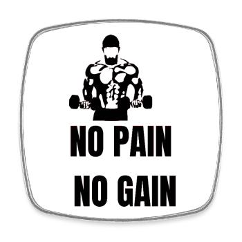 No Pain No Gain - Square fridge magnet - white - Front