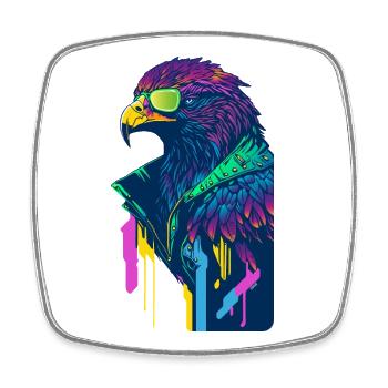 Neonadler - Viereckiger Kühlschrankmagnet - Weiß - Vorne