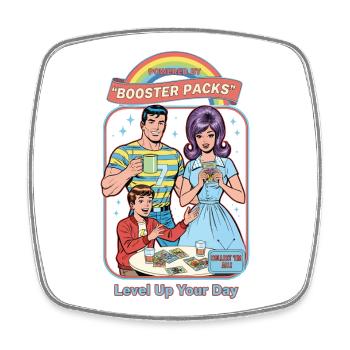Powered By Booster Packs Level Up Your Day Trading - Square fridge magnet - white - Front
