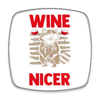 Trash Panda Wine Makes Me Nicer Raccoon - Viereckiger Kühlschrankmagnet - Weiß - Vorne