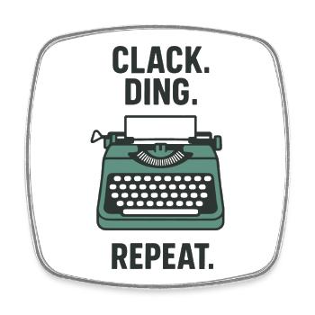 Klack Ding Repeat | Machine à écrire - Magnet carré - blanc - Devant