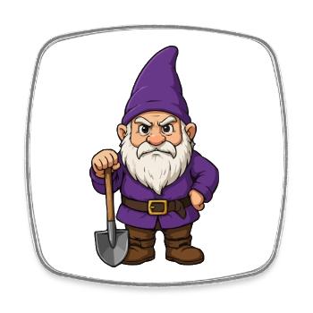 Gnome with spade – purple - Square fridge magnet - white - Front