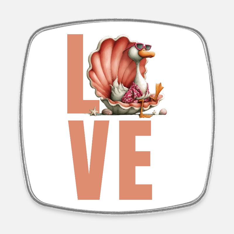 Duck in Shell Love Holiday Design - Magnet carré - blanc
