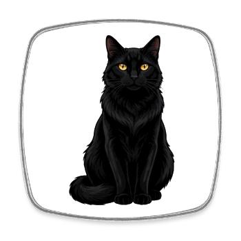 Mystic Black Cat Gift Cat Lover - Square fridge magnet - white - Front