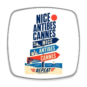 French Riviera Nice Antibes Cannes Repeat Travel - Square fridge magnet - white - Front