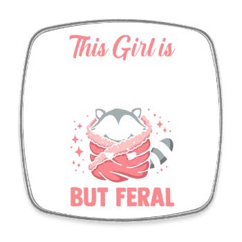 Cute But Feral Trash Panda Raccoon - Viereckiger Kühlschrankmagnet - Weiß - Vorne