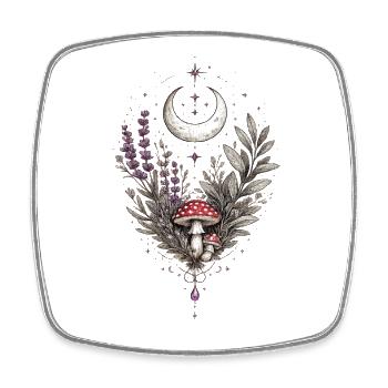 Mondbeschienene Pilzhain-Mandala - Viereckiger Kühlschrankmagnet - Weiß - Vorne
