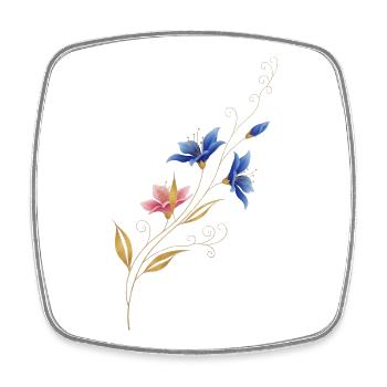 Liane fleur dorée Bleu Rose - Magnet carré - blanc - Devant